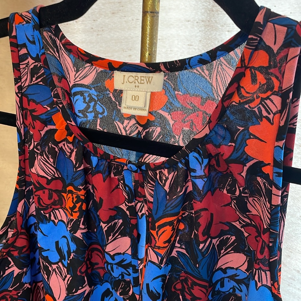 J.CREW Sleeveless Blouse Floral Red Blue Pink black size 00 factory